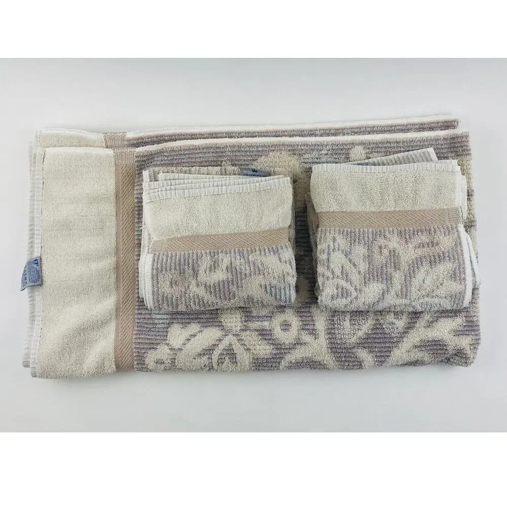 3 Royal Velvet Fieldcrest Towels Floral Flower Pink Blue Cream Bath Body Hand Sp